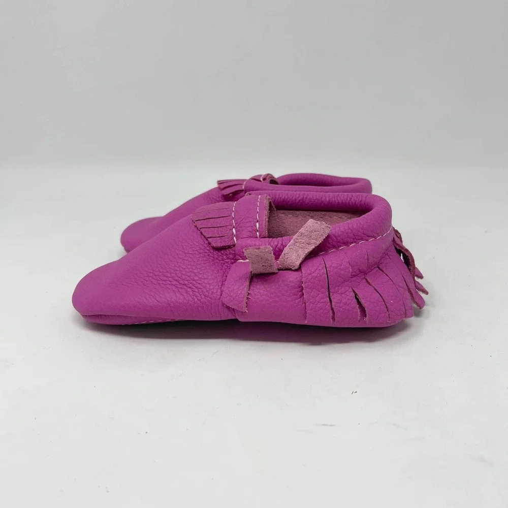 Freshly Picked Baby Shoes Fringe Moccasin Toddler Girls 10 Mini Sole Bright Pink